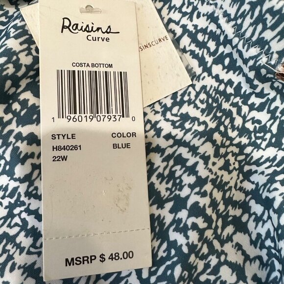 Raisins Curve Trendy Plus Size 22W Blue Costa High-Waisted Bikini Bottoms‎ NWT - Picture 6 of 7